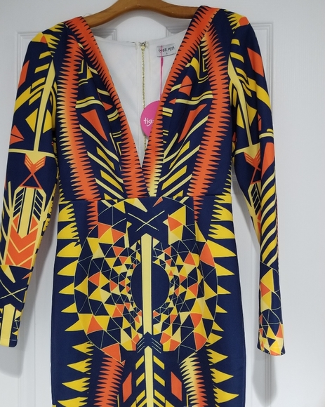 Asos Plunging Neck Geo Dress - Picture 1 of 2